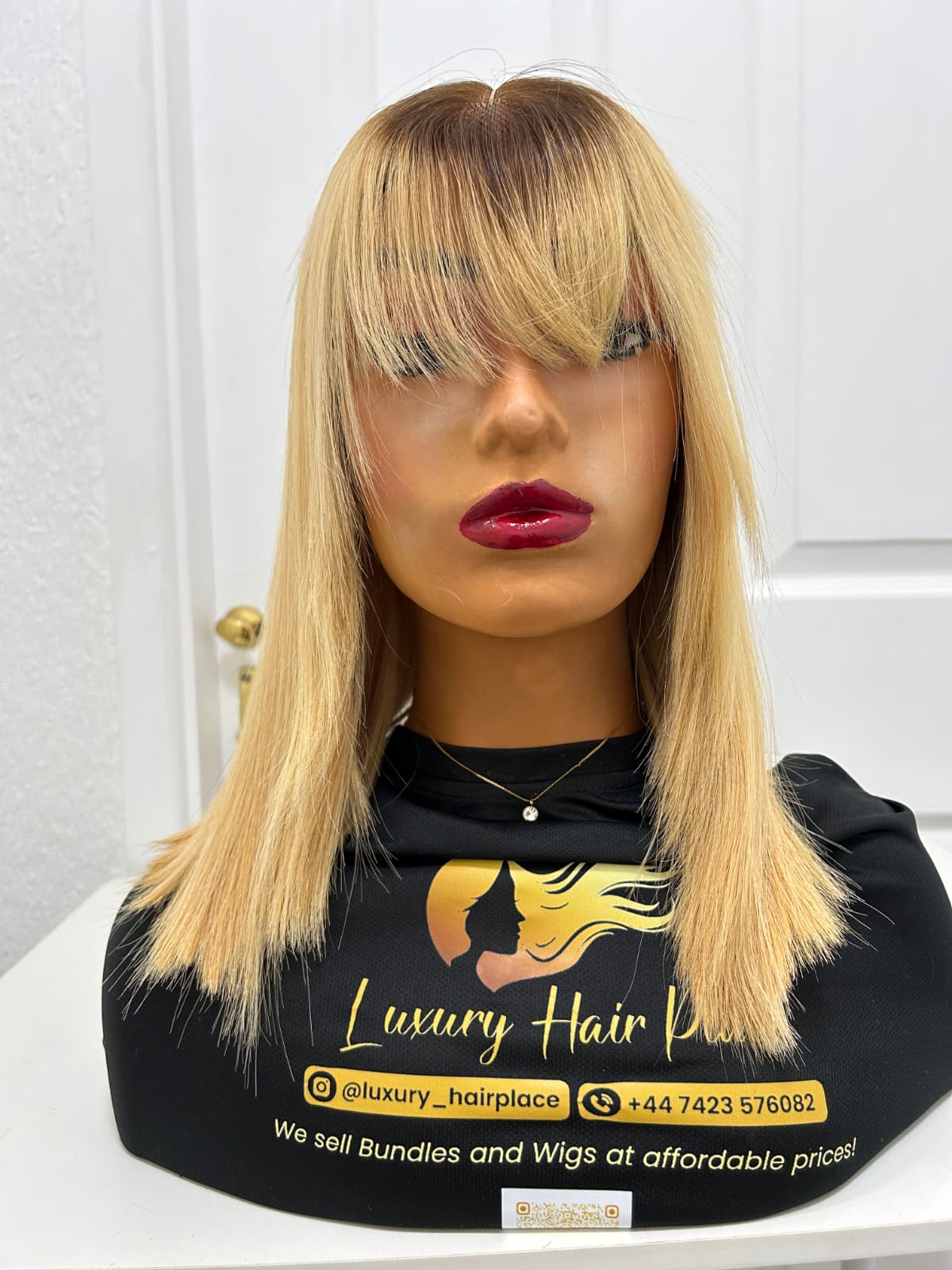 Blonde Wig with Bangs - Premium Human Hair
